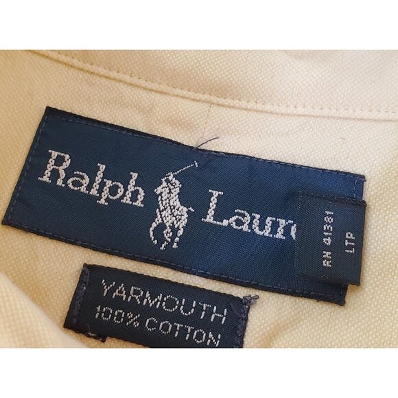 Ralph Lauren Men's‎ 17 34/35 Yarmouth Solid Yellow Long Sleeve Button Down Shirt - Picture 4 of 6